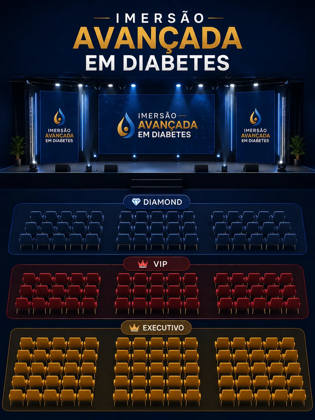 Mapa de assentos do evento — Diamond, VIP e Executivo